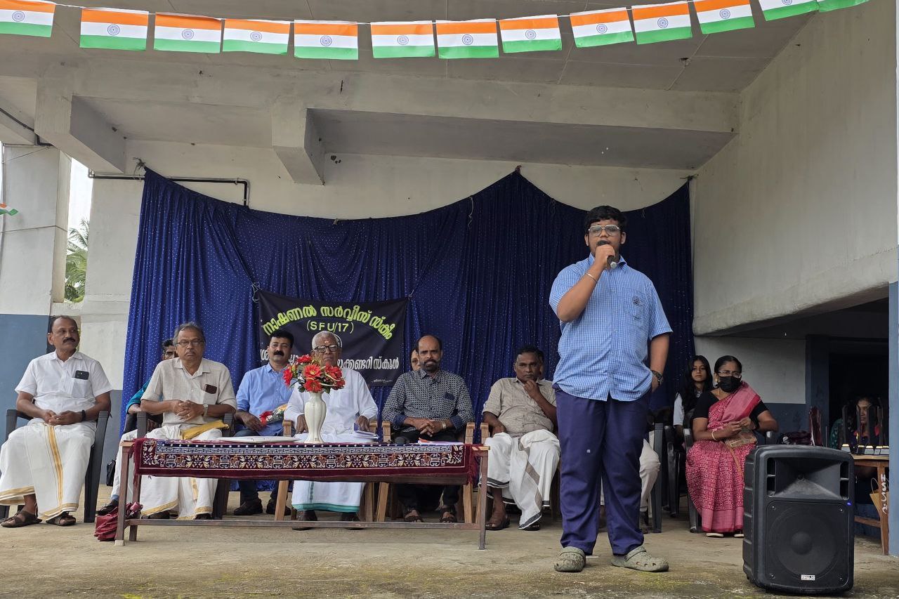 Student delivering Independence Day speech