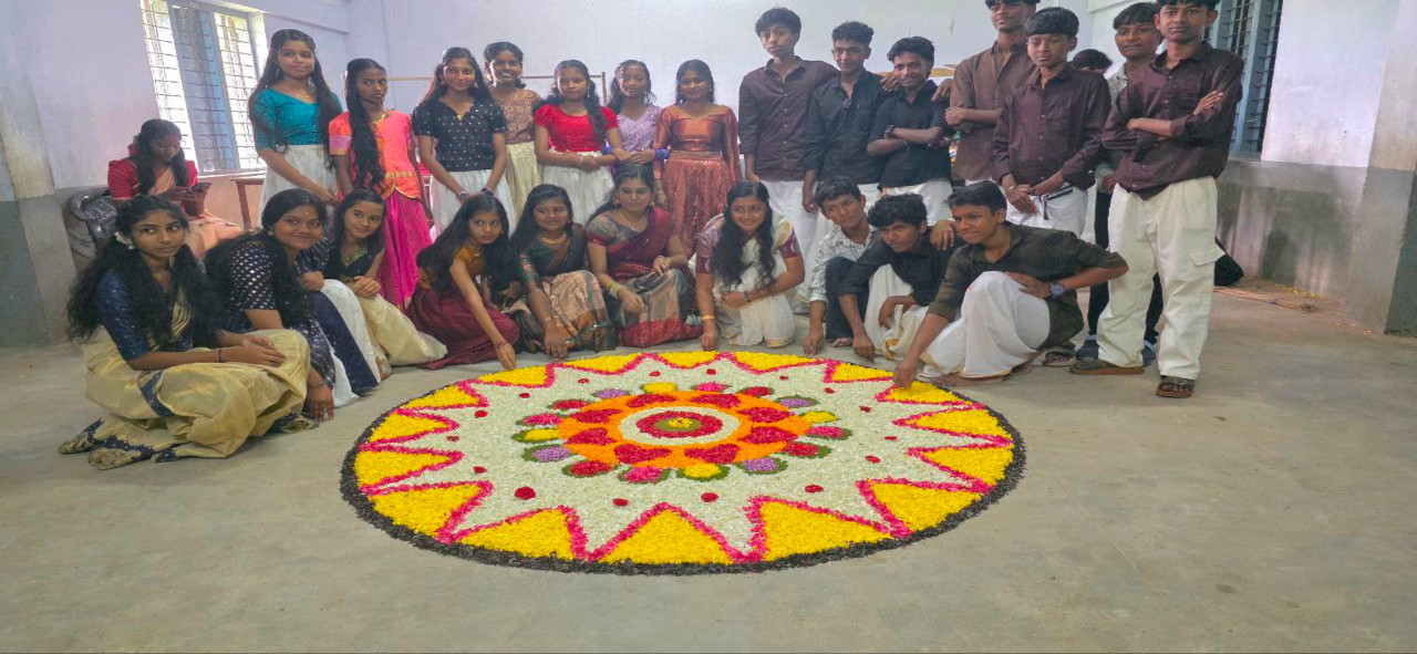 Students with Pookkalam